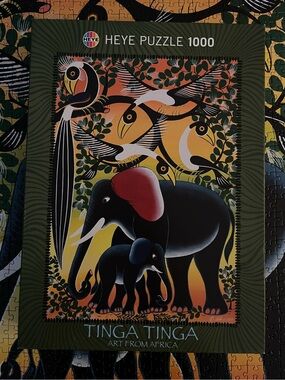 Heye Elephant 1000 Piece Jigsaw Puzzle Tinga Tinga Art From Africa